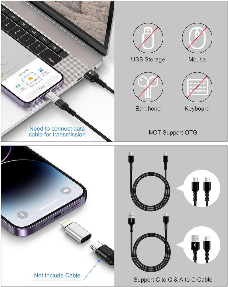 Haoano [2-Pack] USB C to Lightning Adapter, Type C to Lightning Adapter Support PD Fast Charging & Data Sync – Compatible with iPhone 14/13/12/11/X/XR Pro, iPad, AirPods – Not for Audio/OTG - Image 3
